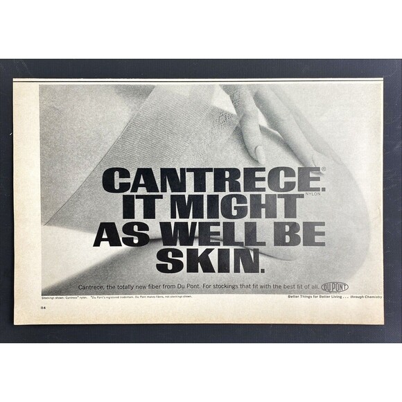 Du Pont Cantrece "the totally new fiber-It might as well be skin" Print Ad 1967 - Picture 3 of 3